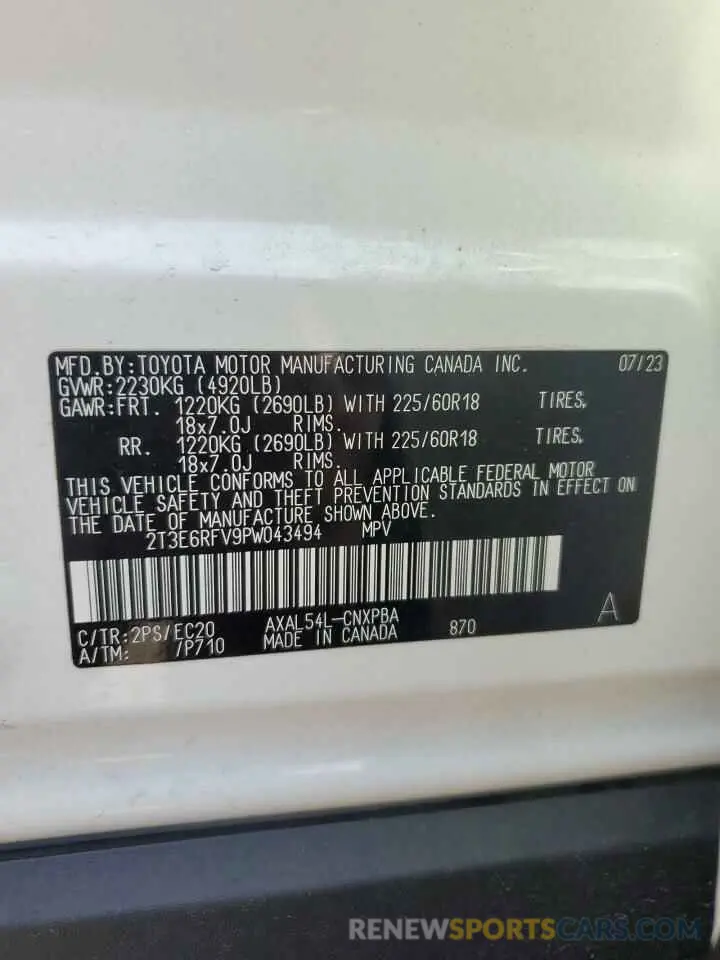 13 Photograph of a damaged car 2T3E6RFV9PW043494 TOYOTA RAV4 2023