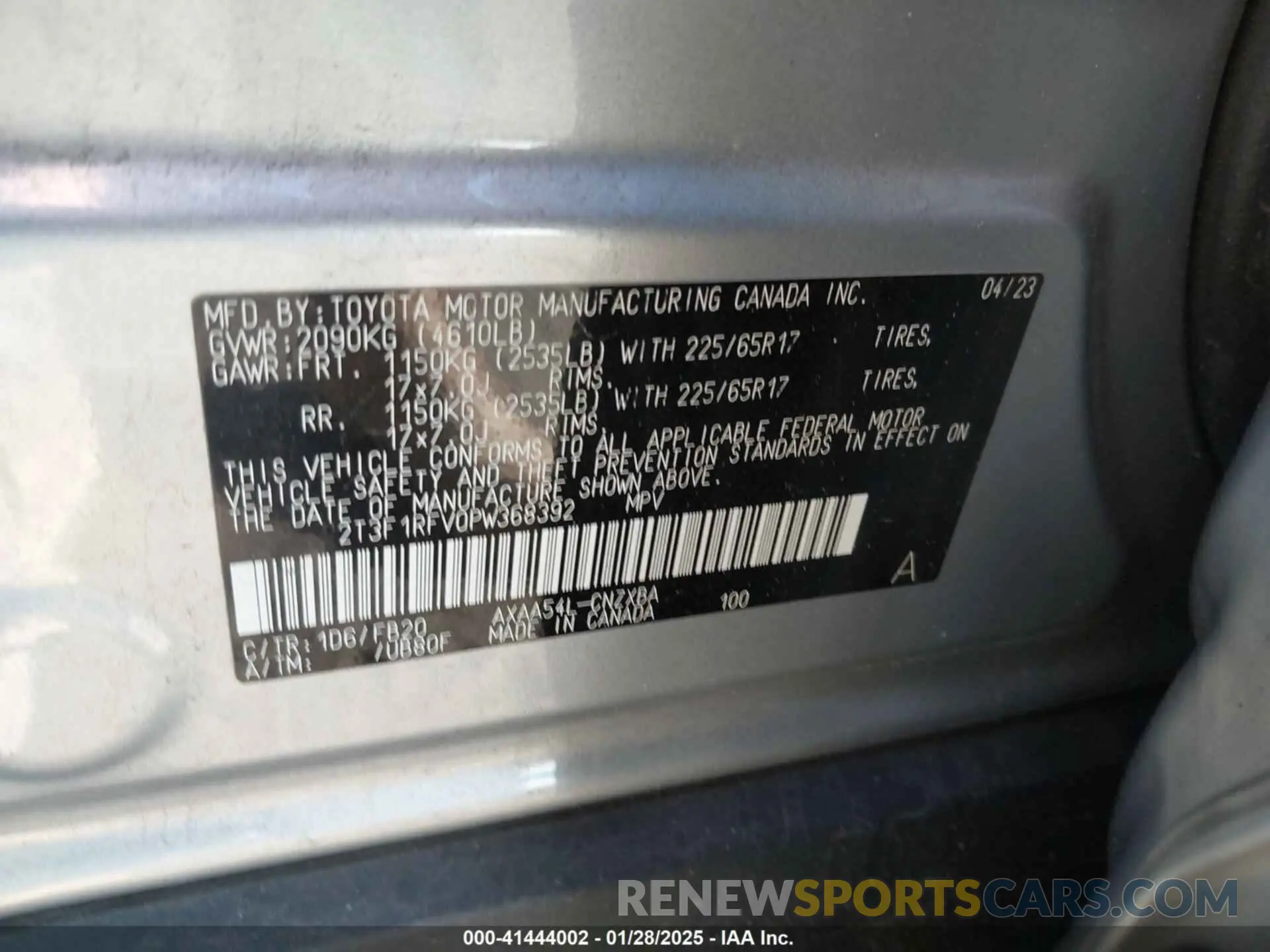 9 Photograph of a damaged car 2T3F1RFV0PW368392 TOYOTA RAV4 2023