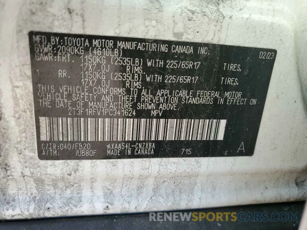 13 Photograph of a damaged car 2T3F1RFV1PC341624 TOYOTA RAV4 2023