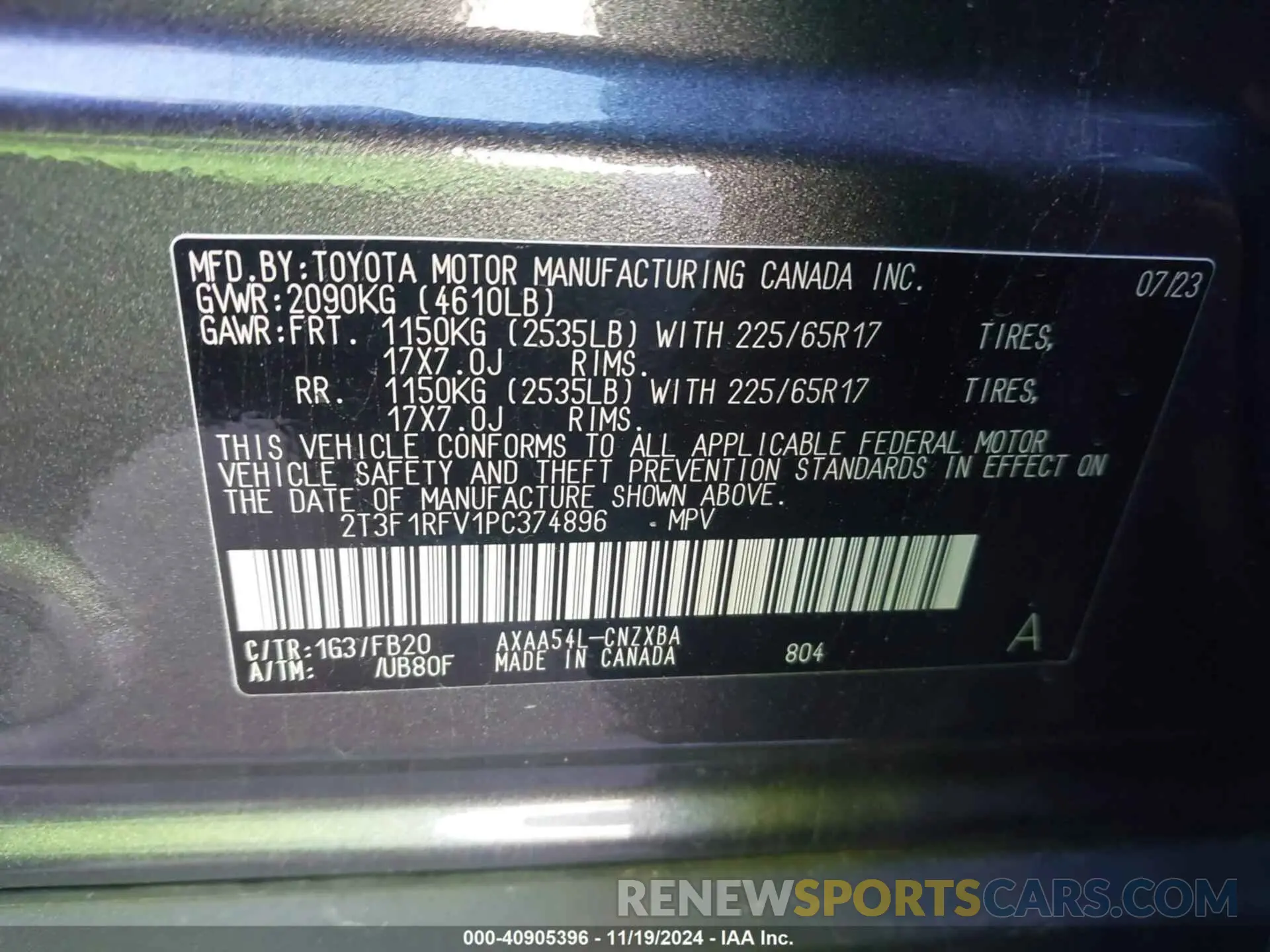 9 Photograph of a damaged car 2T3F1RFV1PC374896 TOYOTA RAV4 2023