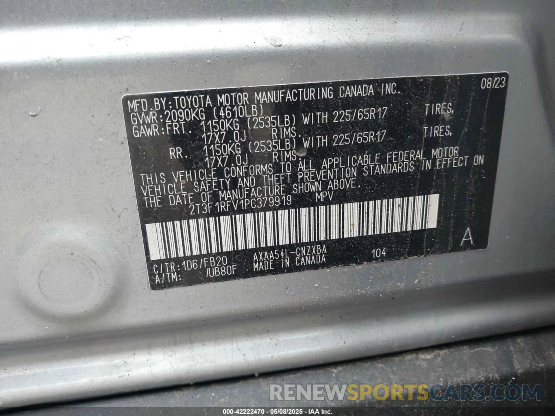 9 Photograph of a damaged car 2T3F1RFV1PC379919 TOYOTA RAV4 2023