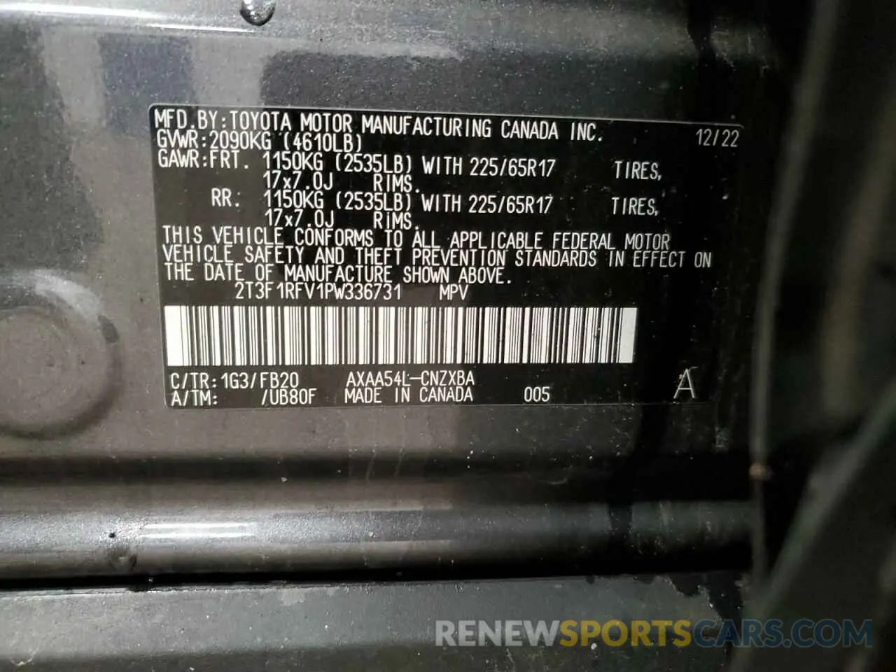 14 Photograph of a damaged car 2T3F1RFV1PW336731 TOYOTA RAV4 2023