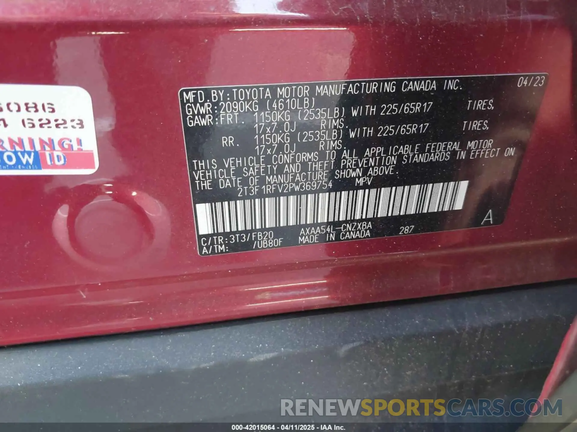 9 Photograph of a damaged car 2T3F1RFV2PW369754 TOYOTA RAV4 2023