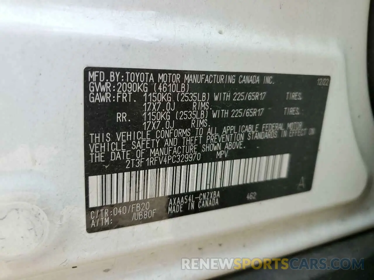 14 Photograph of a damaged car 2T3F1RFV4PC329970 TOYOTA RAV4 2023