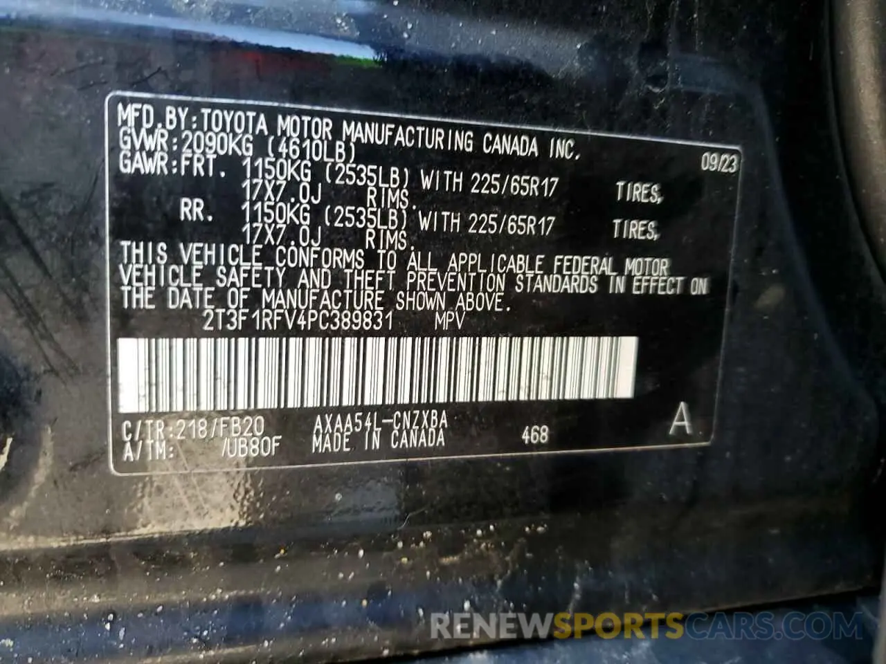 14 Photograph of a damaged car 2T3F1RFV4PC389831 TOYOTA RAV4 2023