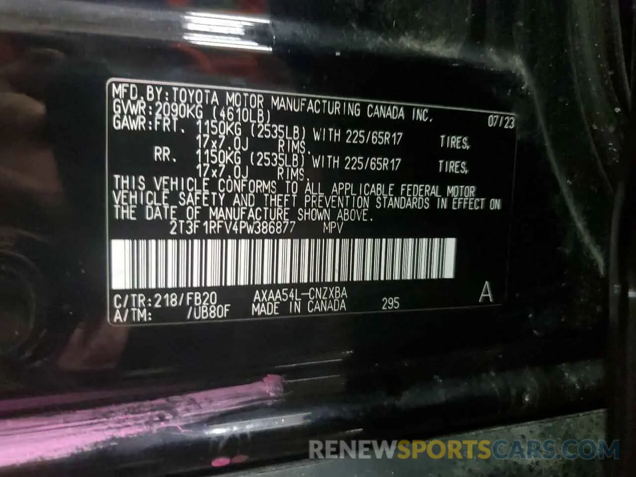 13 Photograph of a damaged car 2T3F1RFV4PW386877 TOYOTA RAV4 2023