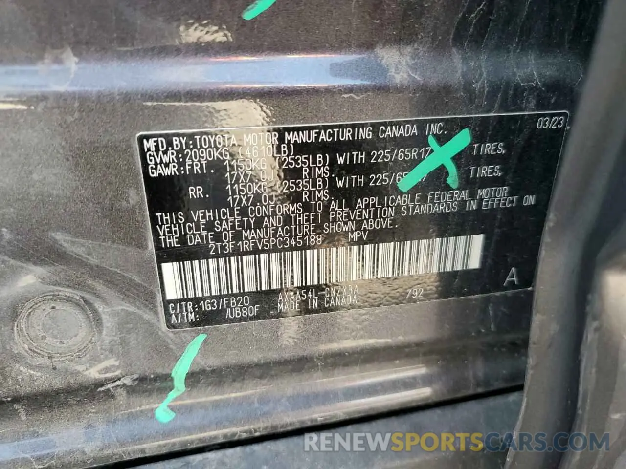 13 Photograph of a damaged car 2T3F1RFV5PC345188 TOYOTA RAV4 2023