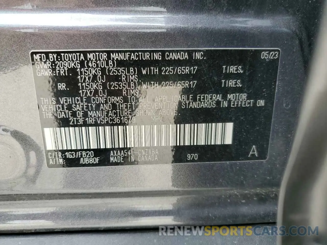 13 Photograph of a damaged car 2T3F1RFV5PC361679 TOYOTA RAV4 2023