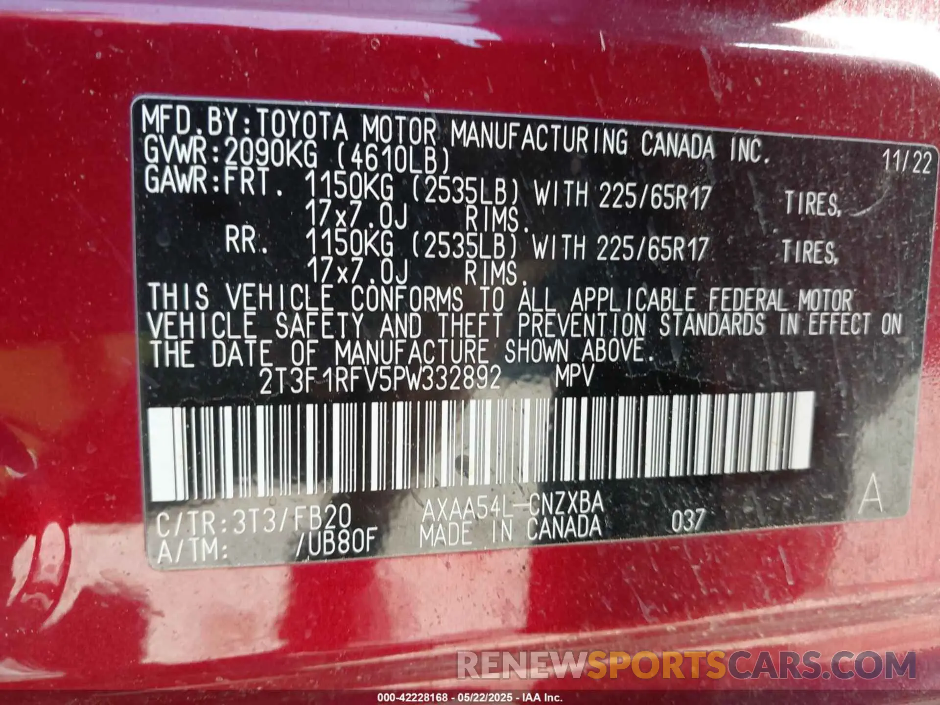 9 Photograph of a damaged car 2T3F1RFV5PW332892 TOYOTA RAV4 2023
