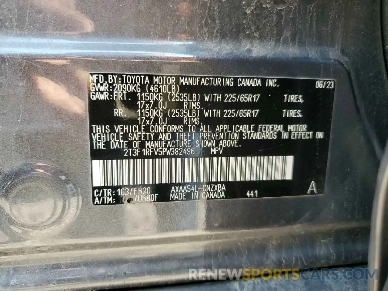 13 Photograph of a damaged car 2T3F1RFV5PW382496 TOYOTA RAV4 2023