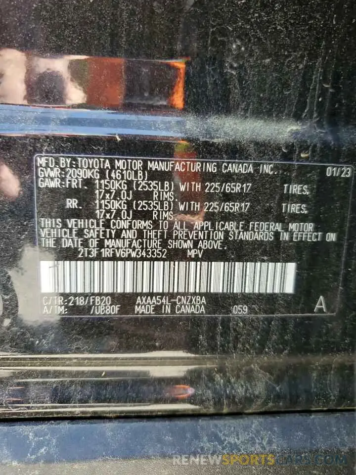 14 Photograph of a damaged car 2T3F1RFV6PW343352 TOYOTA RAV4 2023