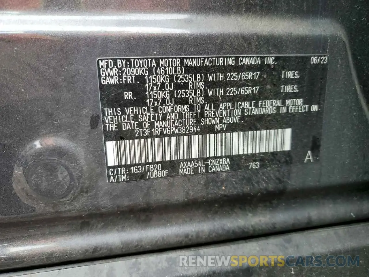 14 Photograph of a damaged car 2T3F1RFV6PW382944 TOYOTA RAV4 2023