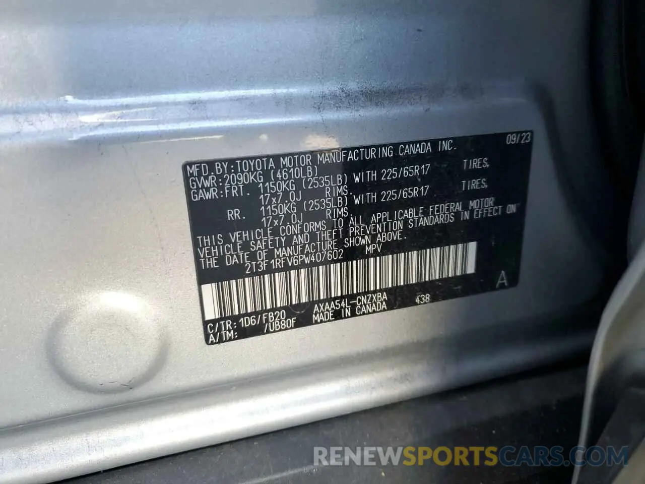 13 Photograph of a damaged car 2T3F1RFV6PW407602 TOYOTA RAV4 2023