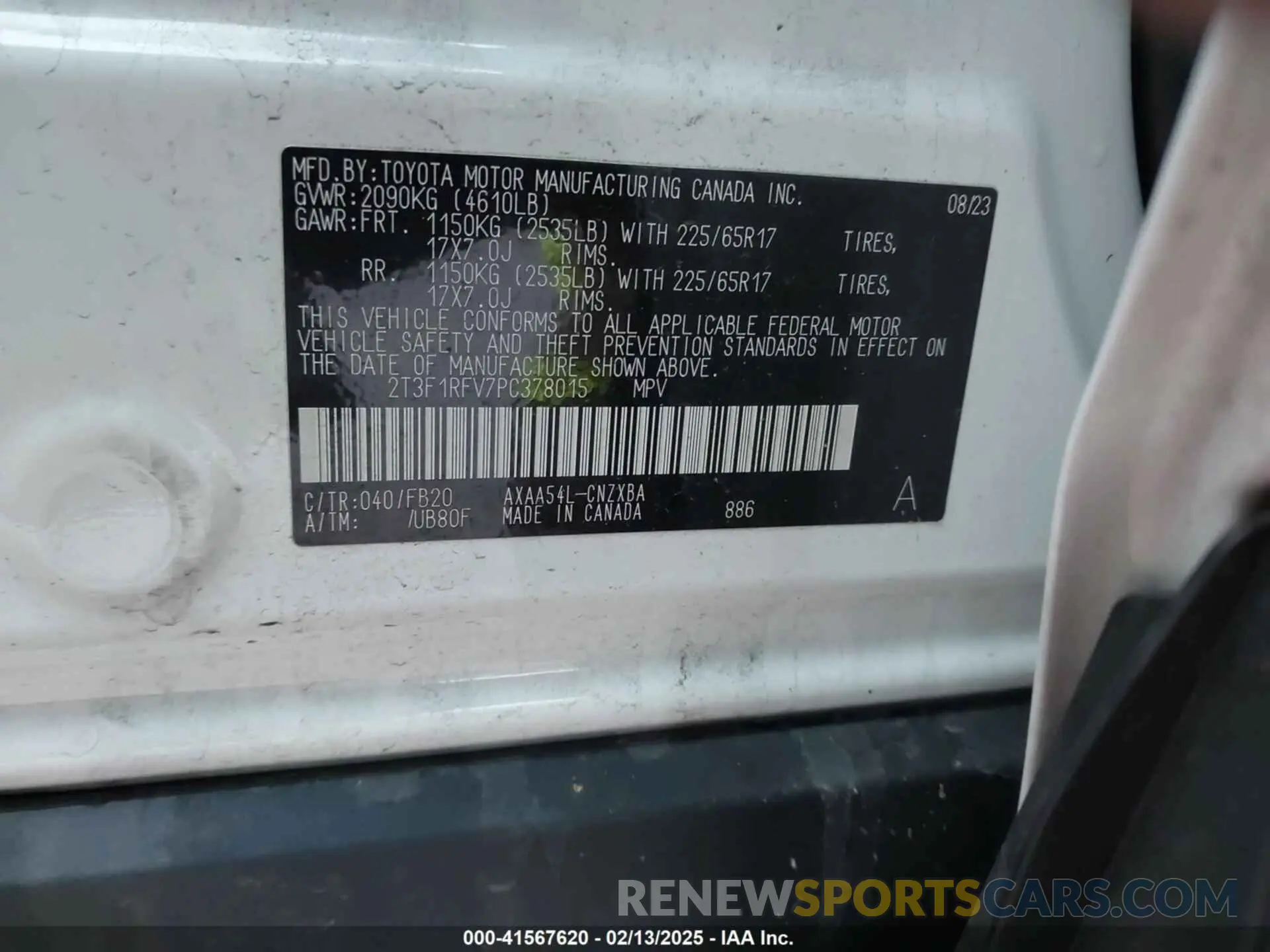 9 Photograph of a damaged car 2T3F1RFV7PC378015 TOYOTA RAV4 2023
