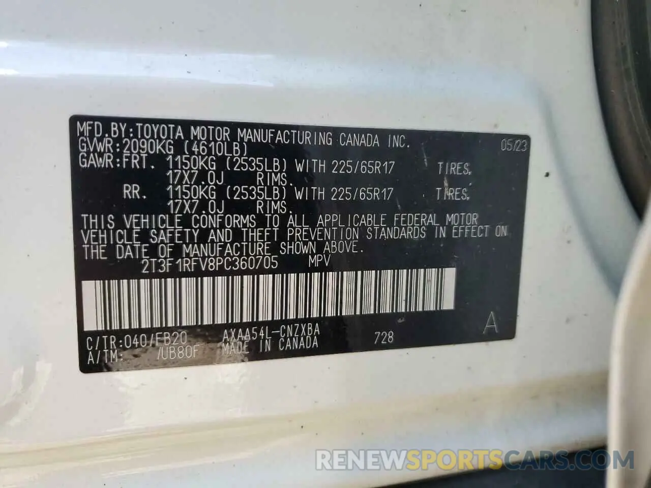 13 Photograph of a damaged car 2T3F1RFV8PC360705 TOYOTA RAV4 2023
