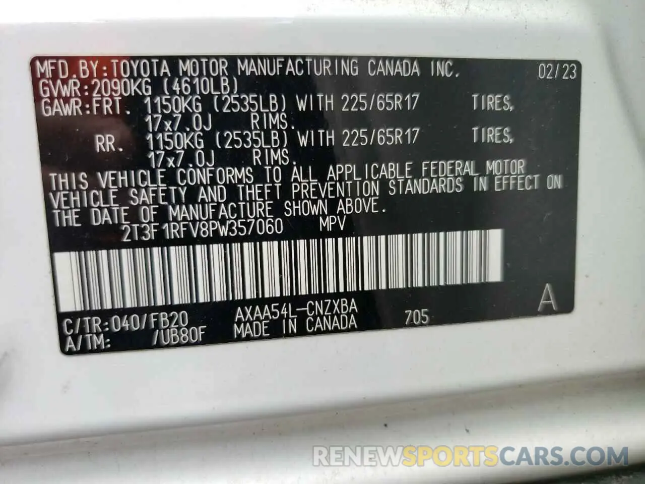 13 Photograph of a damaged car 2T3F1RFV8PW357060 TOYOTA RAV4 2023