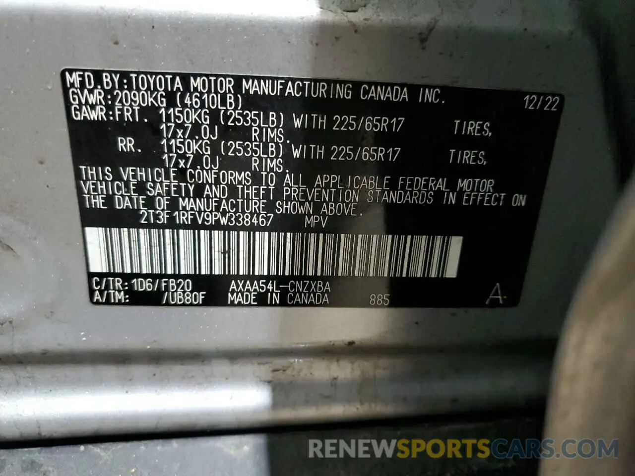 13 Photograph of a damaged car 2T3F1RFV9PW338467 TOYOTA RAV4 2023
