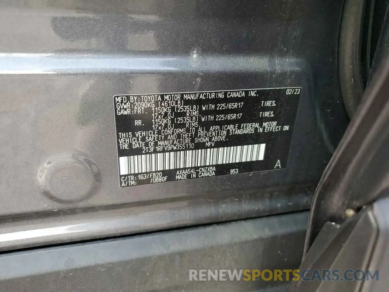 14 Photograph of a damaged car 2T3F1RFV9PW355110 TOYOTA RAV4 2023