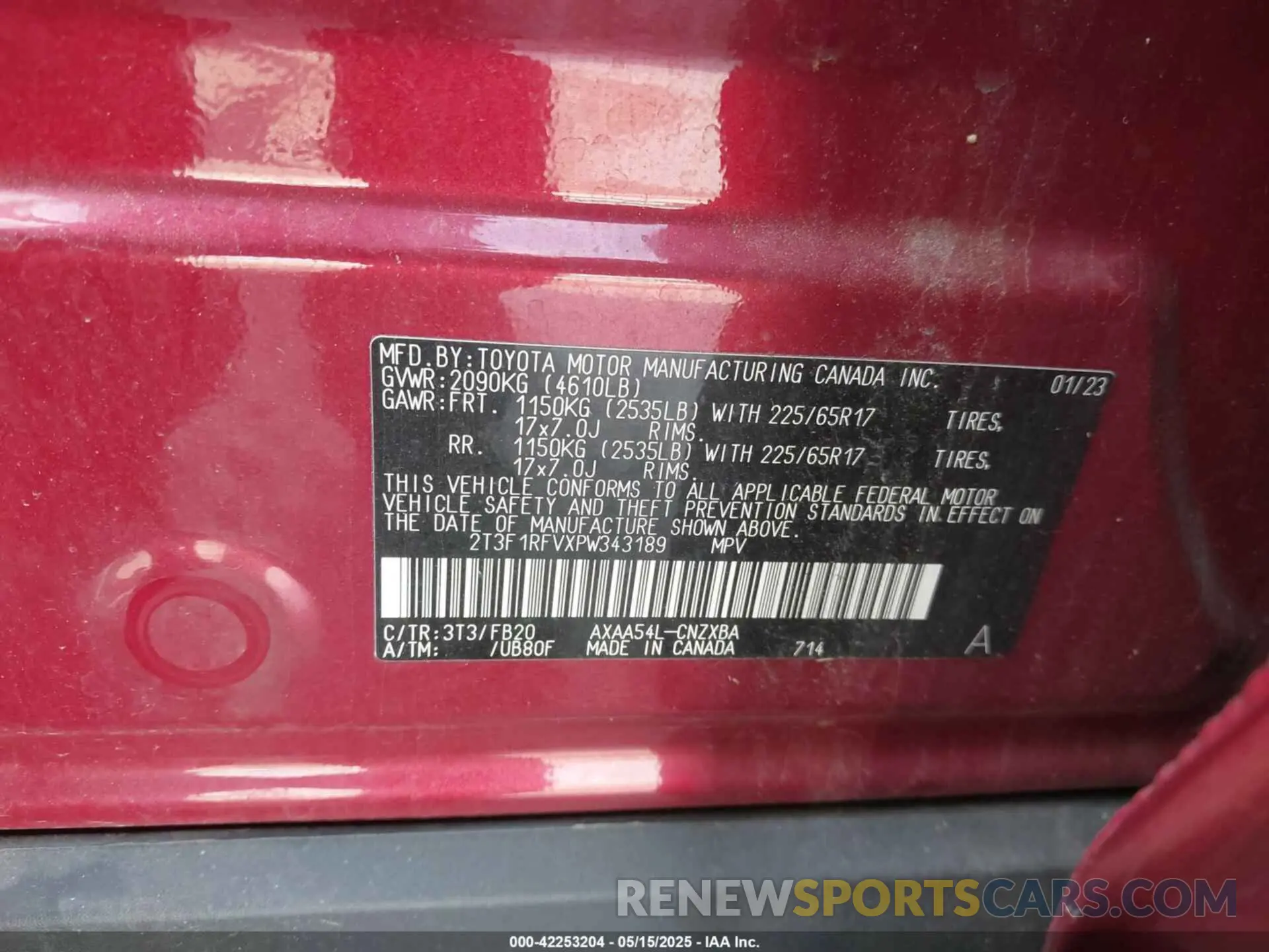 9 Photograph of a damaged car 2T3F1RFVXPW343189 TOYOTA RAV4 2023