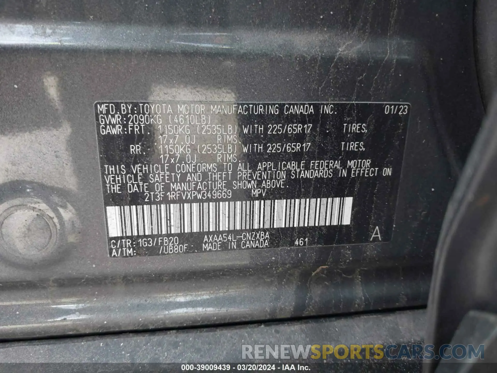 9 Photograph of a damaged car 2T3F1RFVXPW349669 TOYOTA RAV4 2023