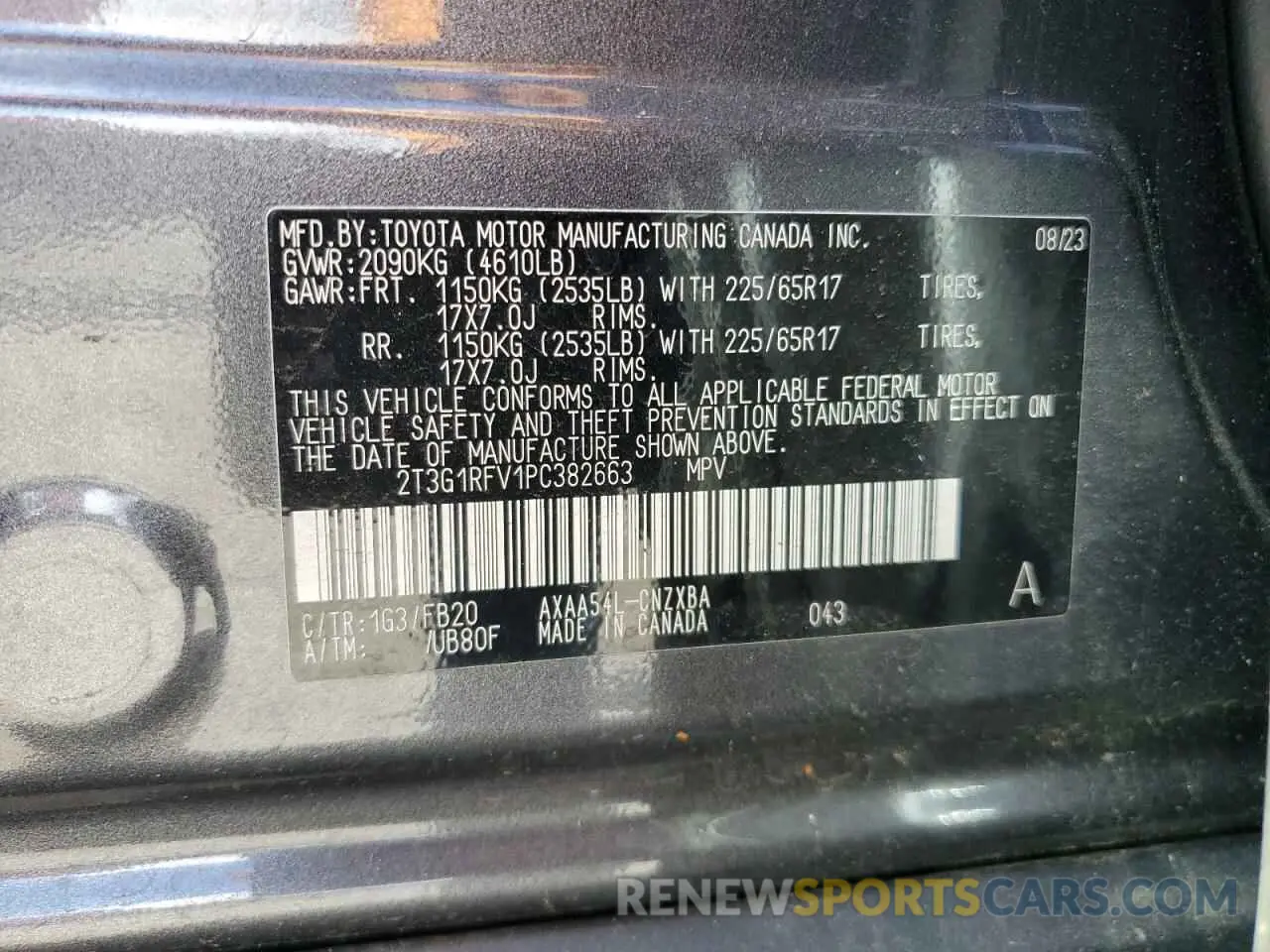 14 Photograph of a damaged car 2T3G1RFV1PC382663 TOYOTA RAV4 2023