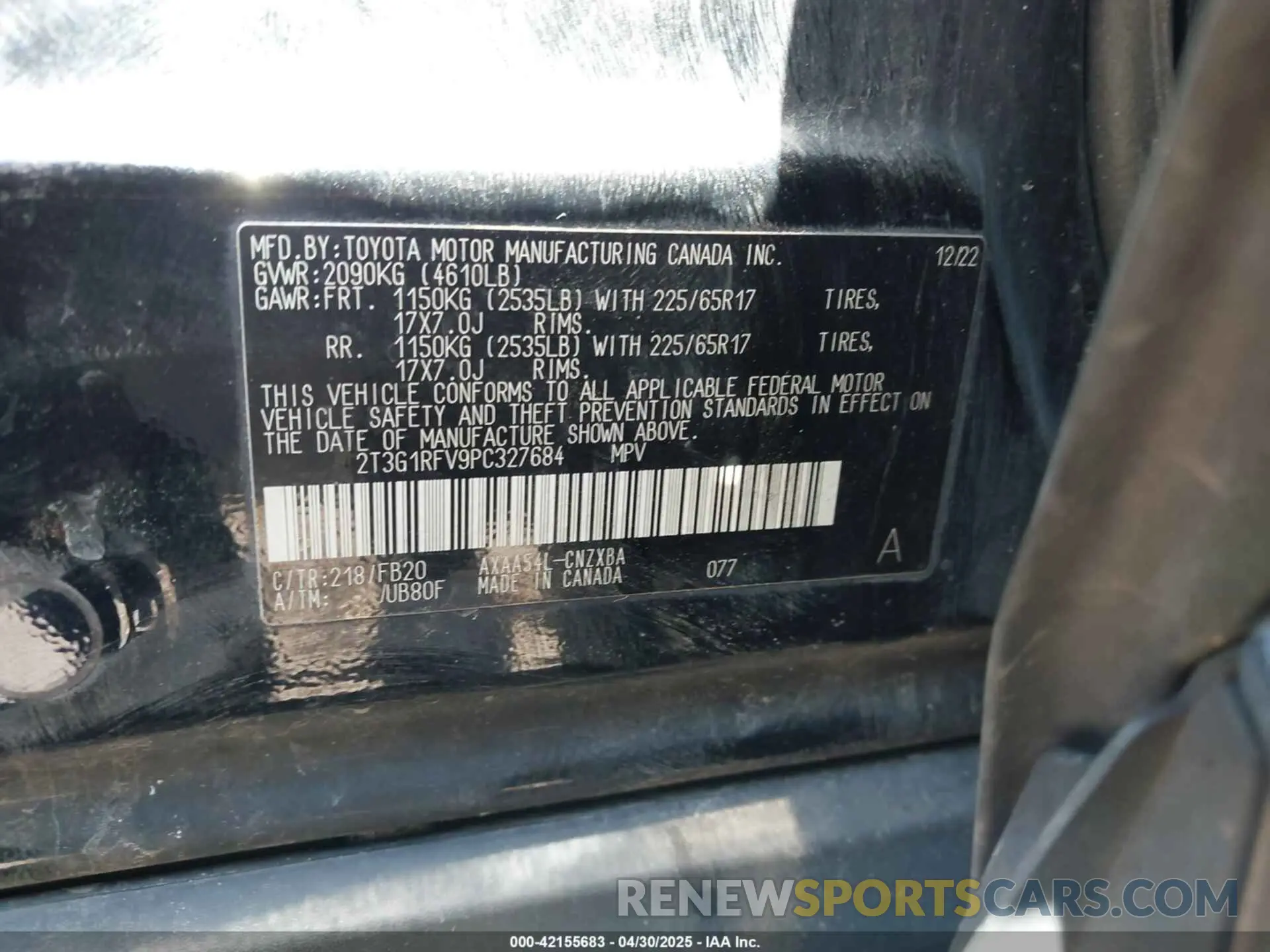 9 Photograph of a damaged car 2T3G1RFV9PC327684 TOYOTA RAV4 2023