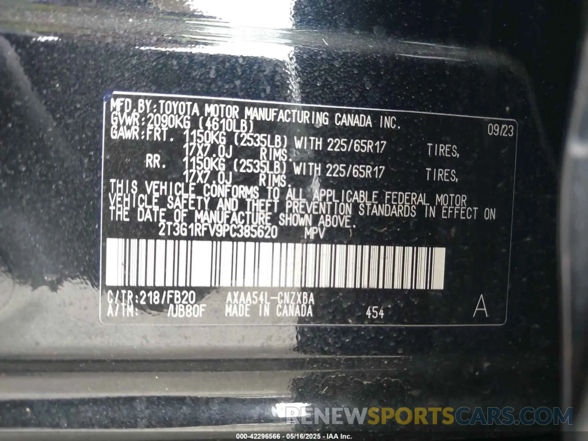 9 Photograph of a damaged car 2T3G1RFV9PC385620 TOYOTA RAV4 2023
