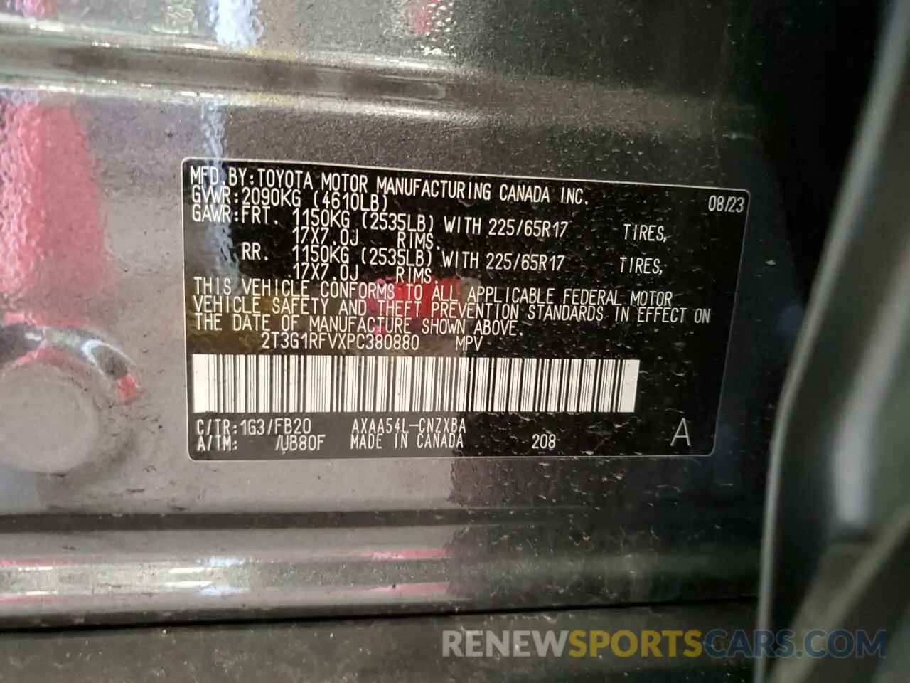 12 Photograph of a damaged car 2T3G1RFVXPC380880 TOYOTA RAV4 2023