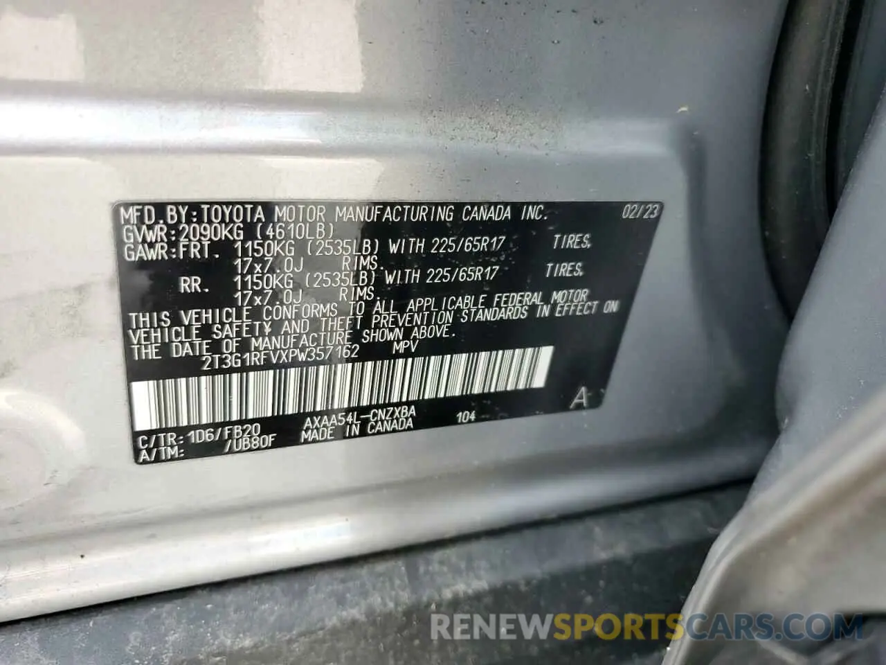 13 Photograph of a damaged car 2T3G1RFVXPW357162 TOYOTA RAV4 2023