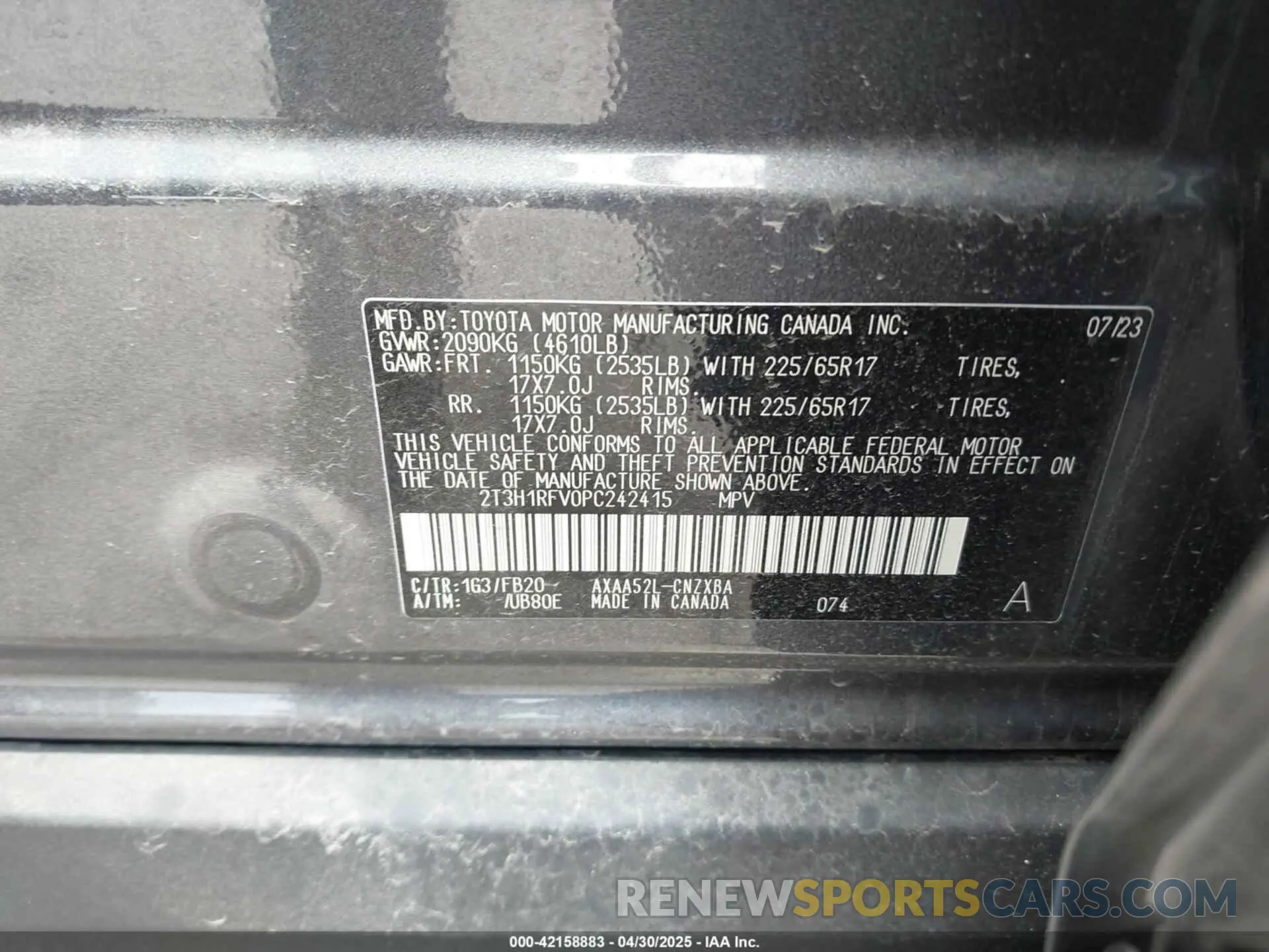 9 Photograph of a damaged car 2T3H1RFV0PC242415 TOYOTA RAV4 2023