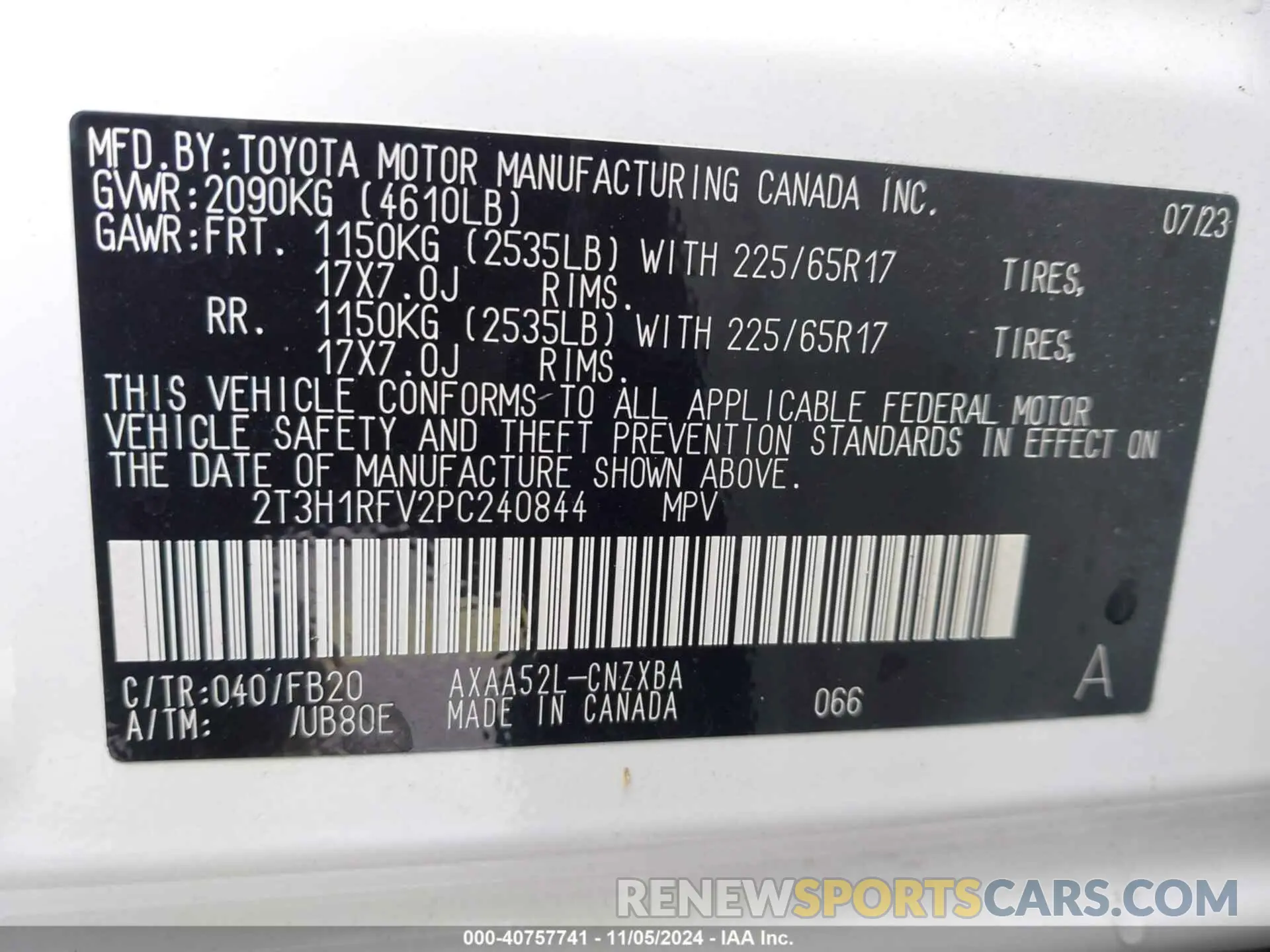 9 Photograph of a damaged car 2T3H1RFV2PC240844 TOYOTA RAV4 2023