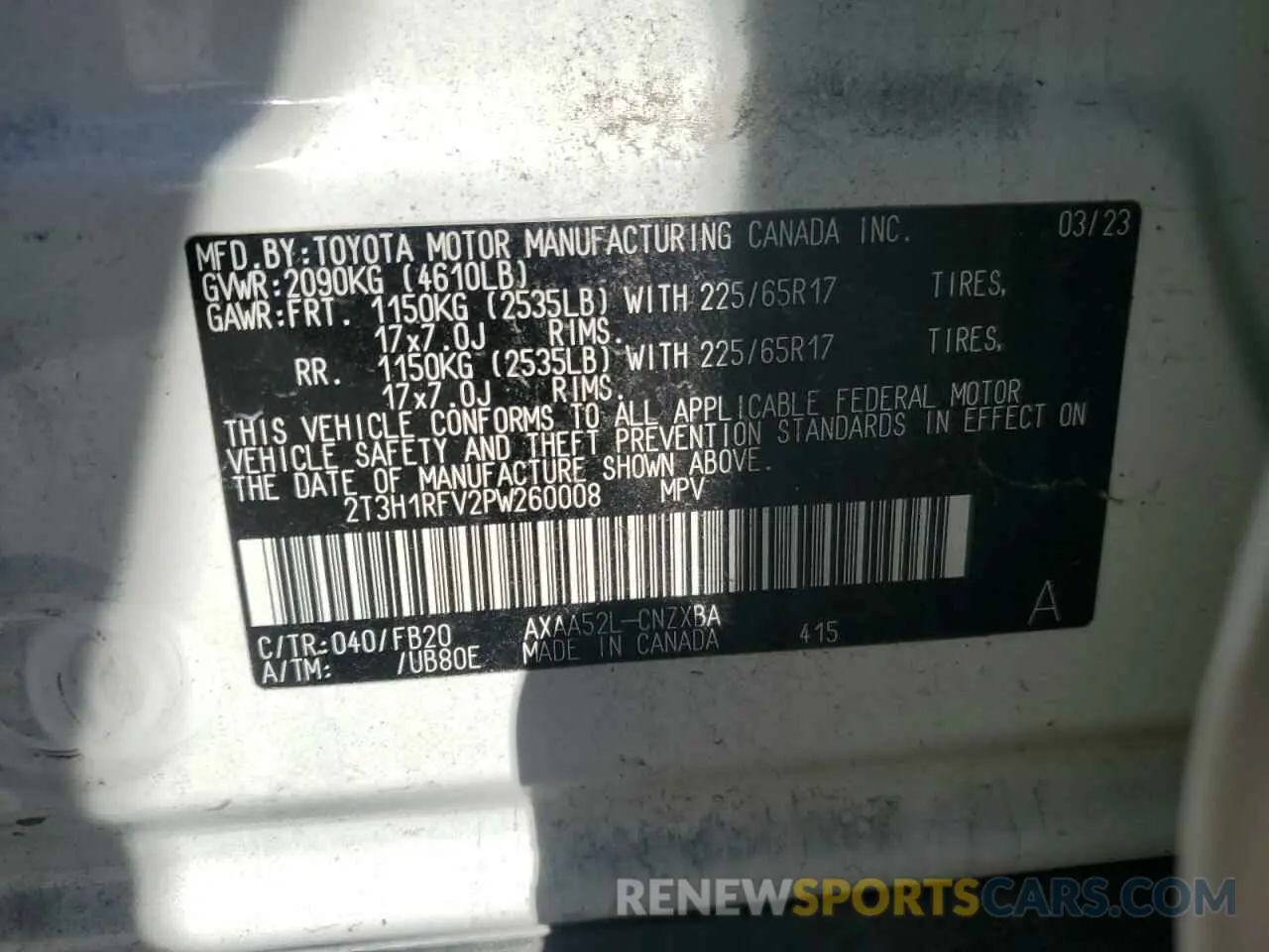14 Photograph of a damaged car 2T3H1RFV2PW260008 TOYOTA RAV4 2023