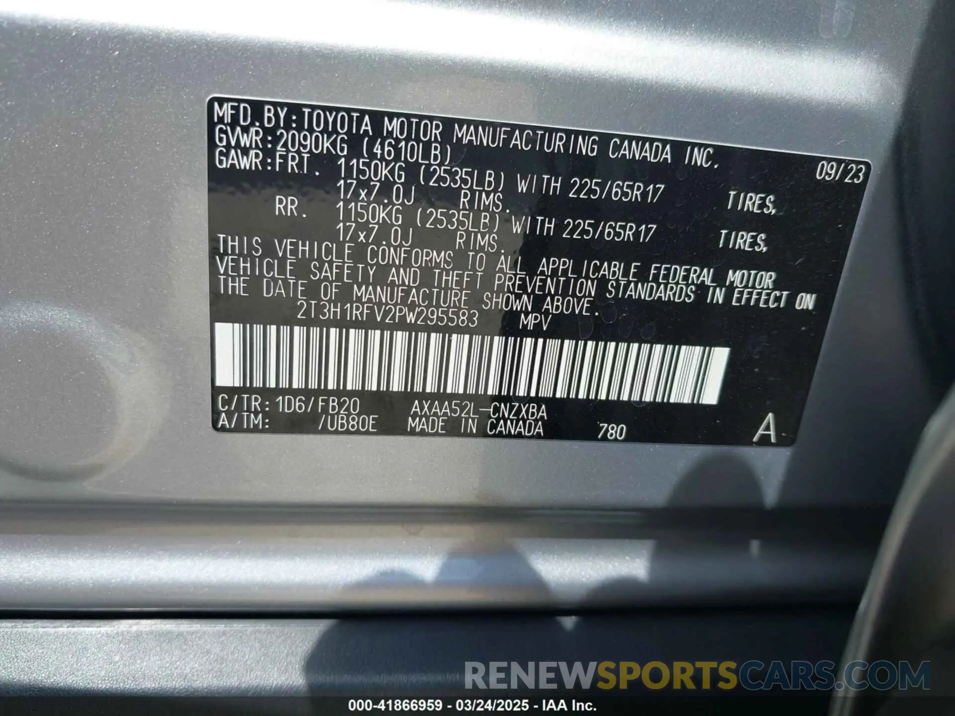 9 Photograph of a damaged car 2T3H1RFV2PW295583 TOYOTA RAV4 2023