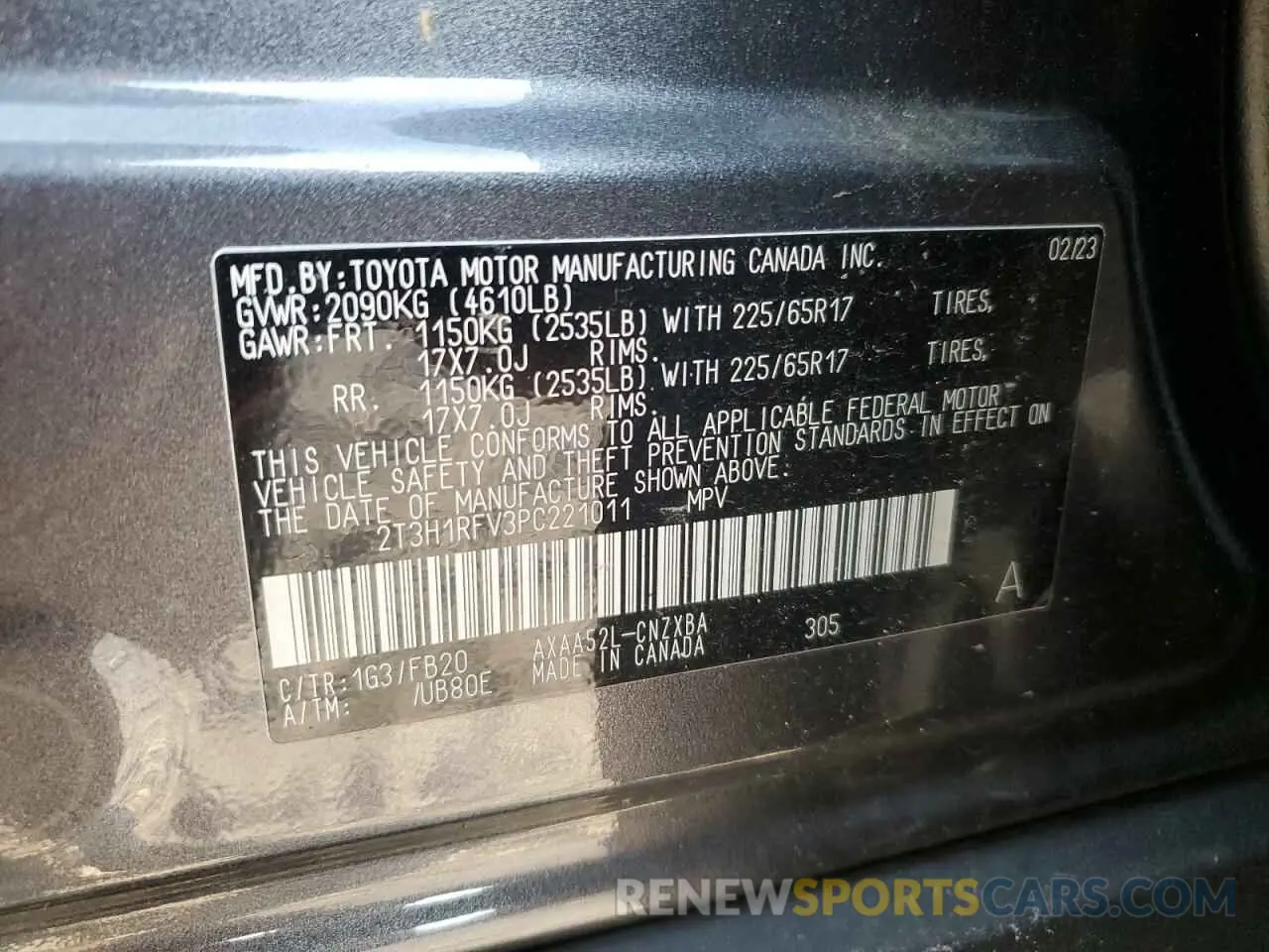 13 Photograph of a damaged car 2T3H1RFV3PC221011 TOYOTA RAV4 2023