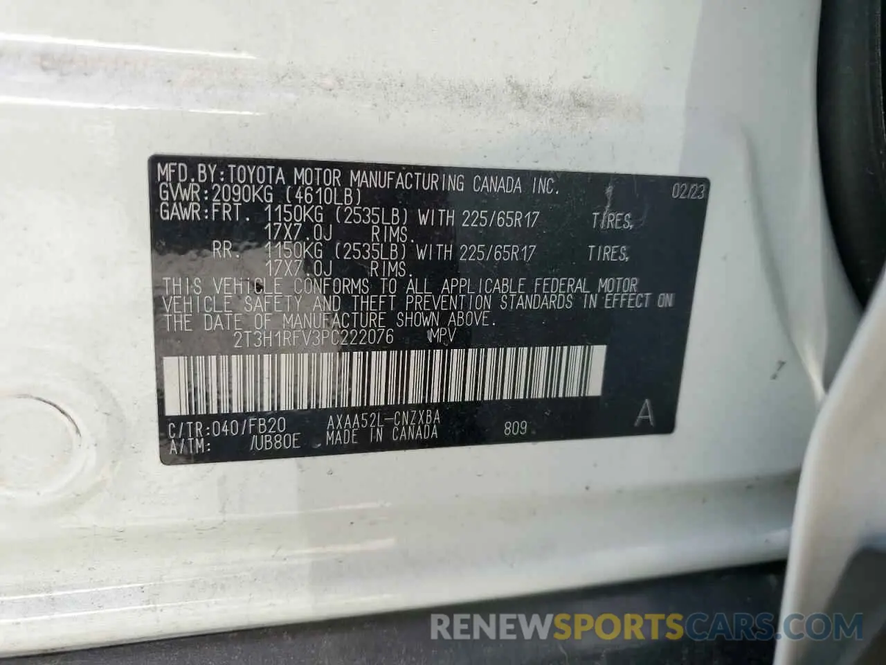 13 Photograph of a damaged car 2T3H1RFV3PC222076 TOYOTA RAV4 2023