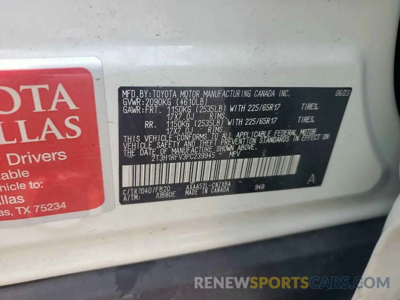 15 Photograph of a damaged car 2T3H1RFV3PC239945 TOYOTA RAV4 2023