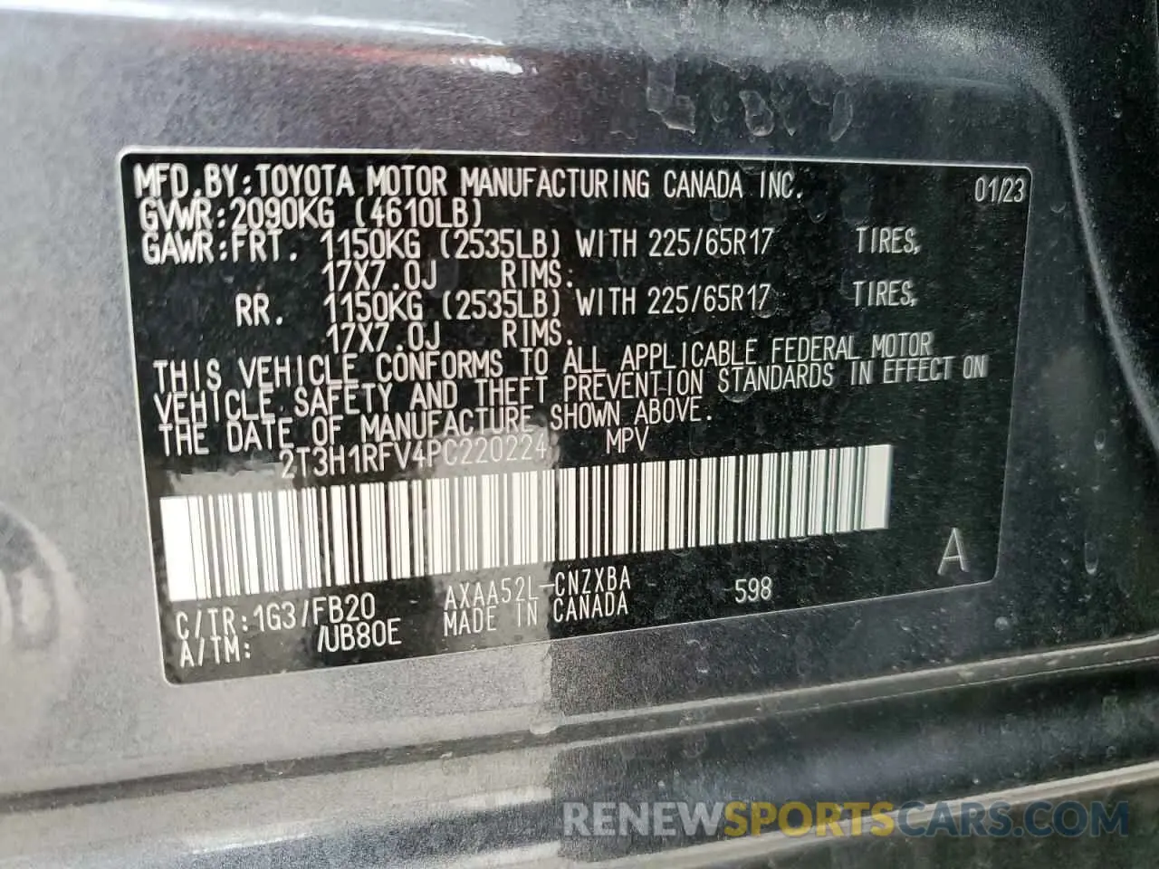 14 Photograph of a damaged car 2T3H1RFV4PC220224 TOYOTA RAV4 2023