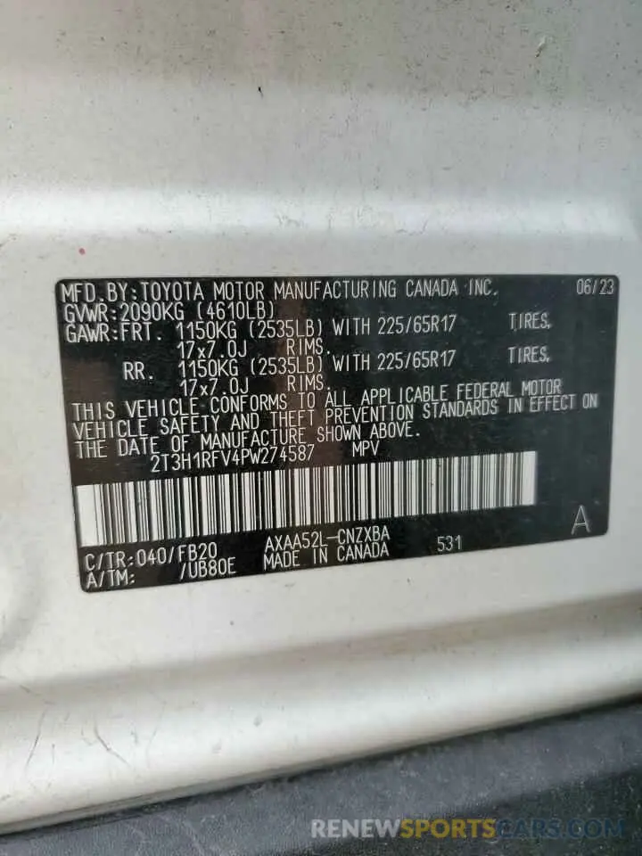 13 Photograph of a damaged car 2T3H1RFV4PW274587 TOYOTA RAV4 2023