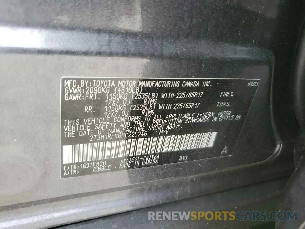 13 Photograph of a damaged car 2T3H1RFV6PC225246 TOYOTA RAV4 2023