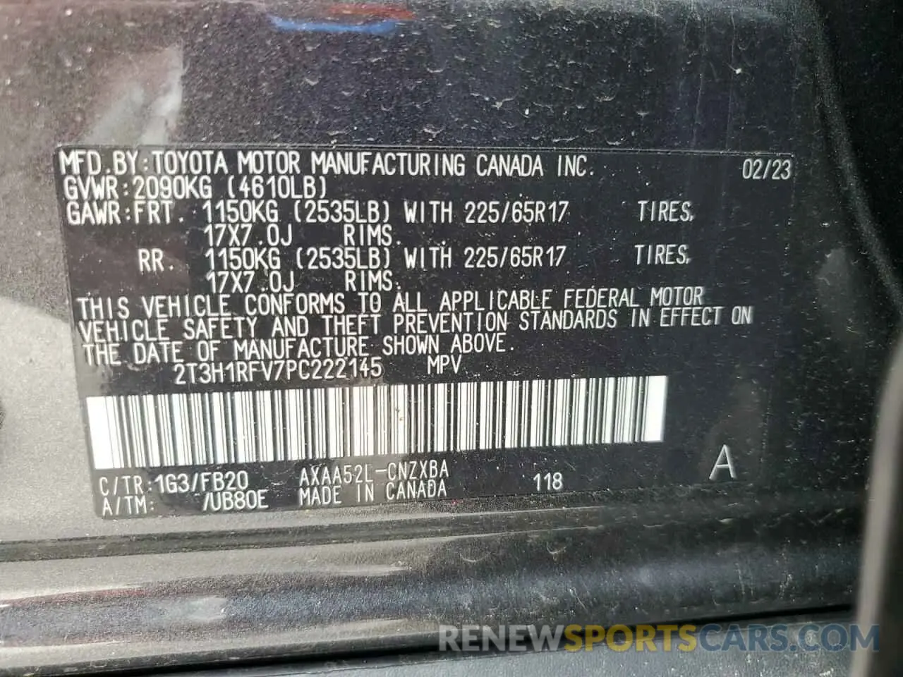 12 Photograph of a damaged car 2T3H1RFV7PC222145 TOYOTA RAV4 2023