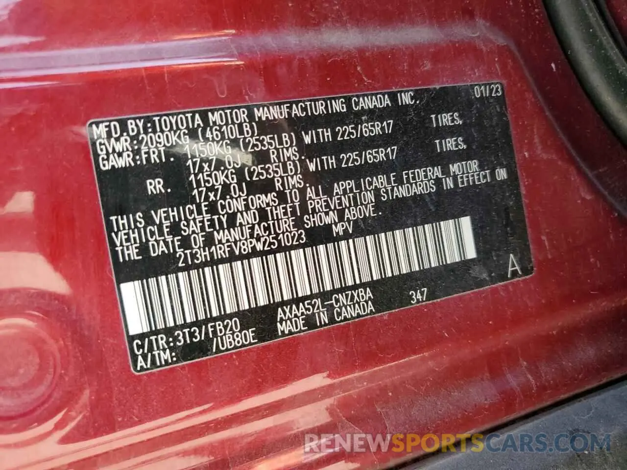 14 Photograph of a damaged car 2T3H1RFV8PW251023 TOYOTA RAV4 2023