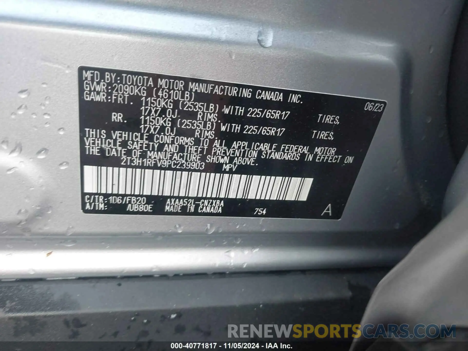9 Photograph of a damaged car 2T3H1RFV9PC239903 TOYOTA RAV4 2023