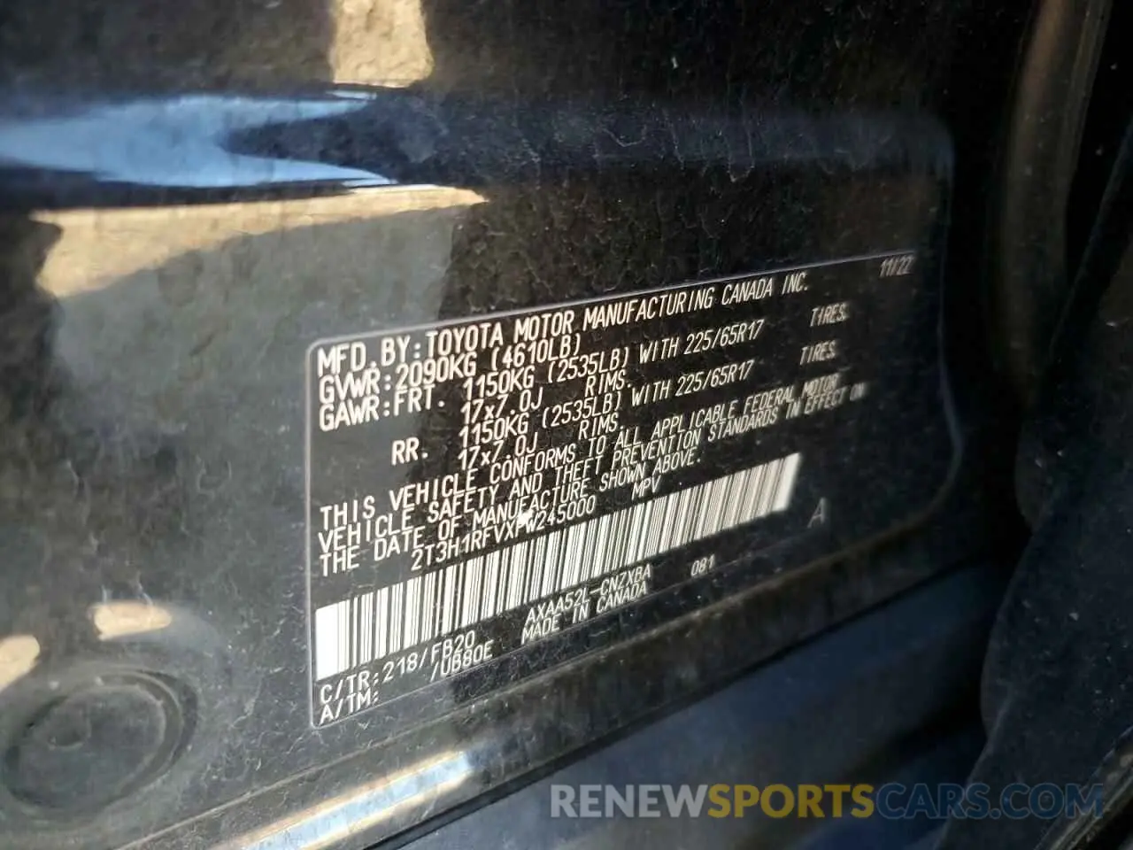 14 Photograph of a damaged car 2T3H1RFVXPW245000 TOYOTA RAV4 2023