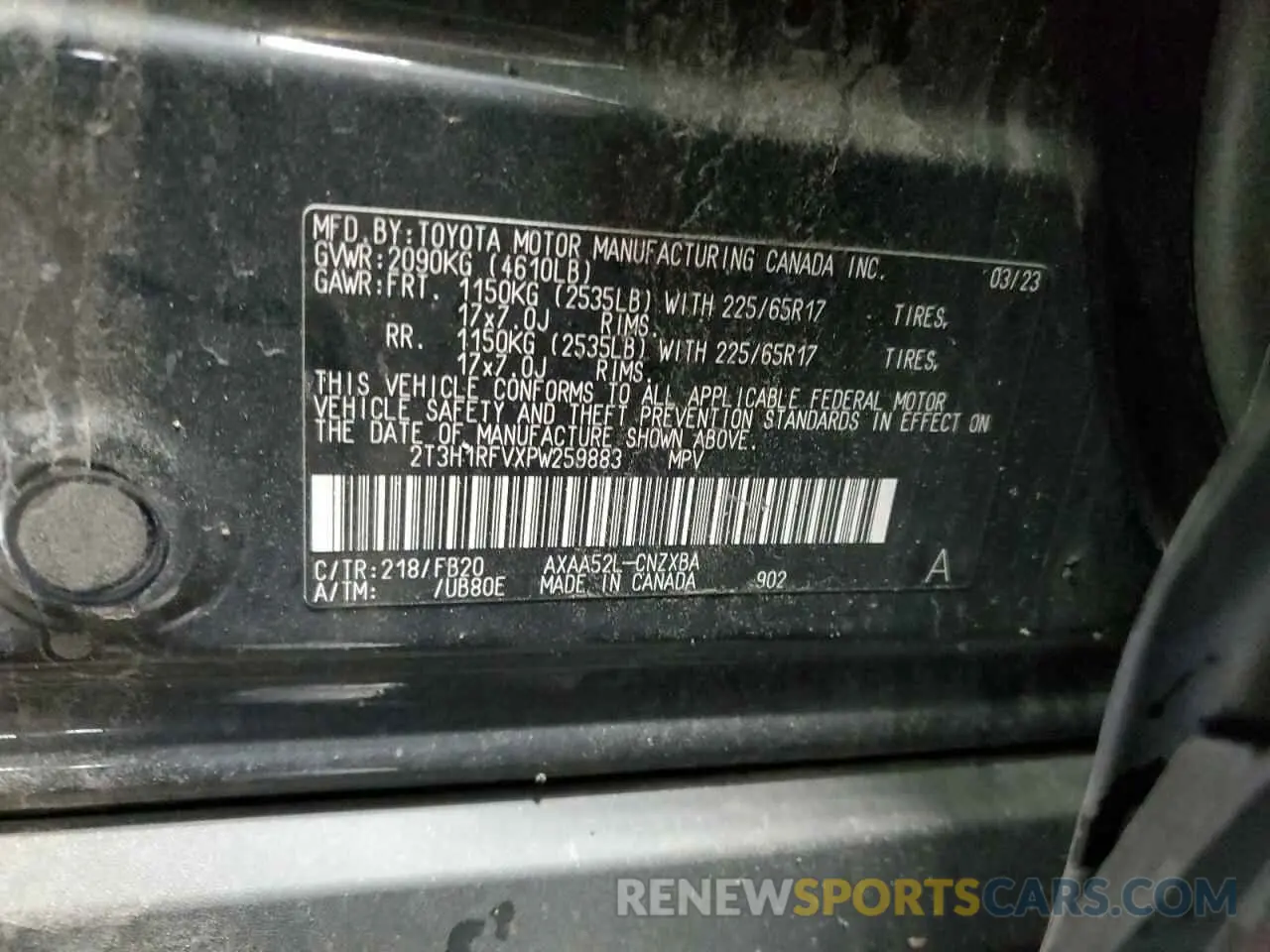 13 Photograph of a damaged car 2T3H1RFVXPW259883 TOYOTA RAV4 2023