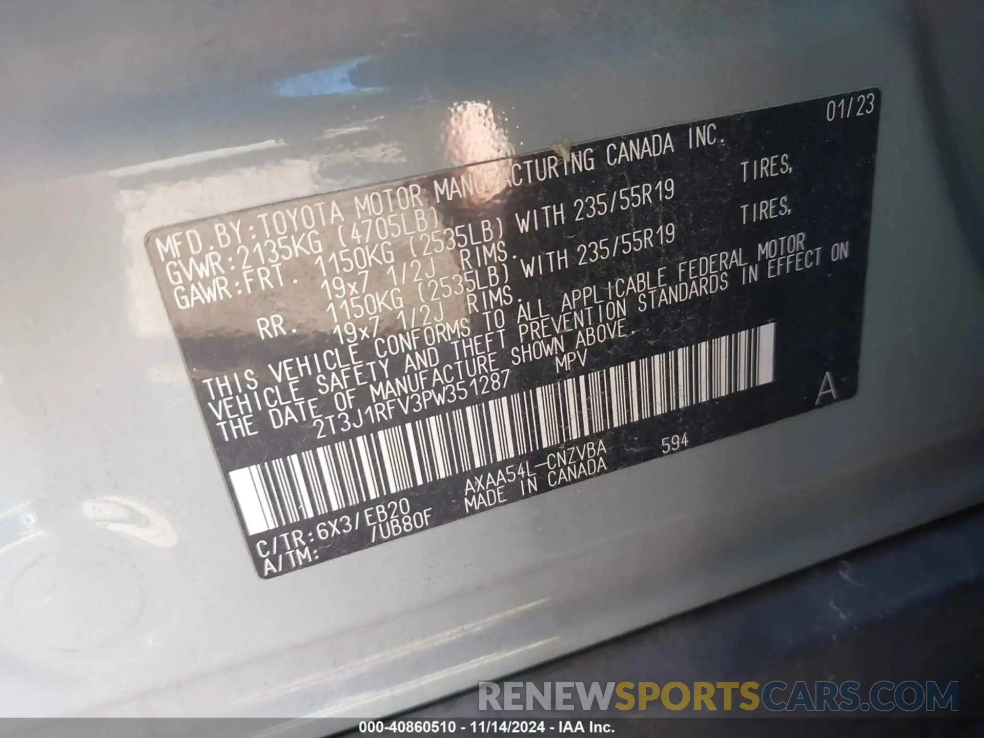 9 Photograph of a damaged car 2T3J1RFV3PW351287 TOYOTA RAV4 2023