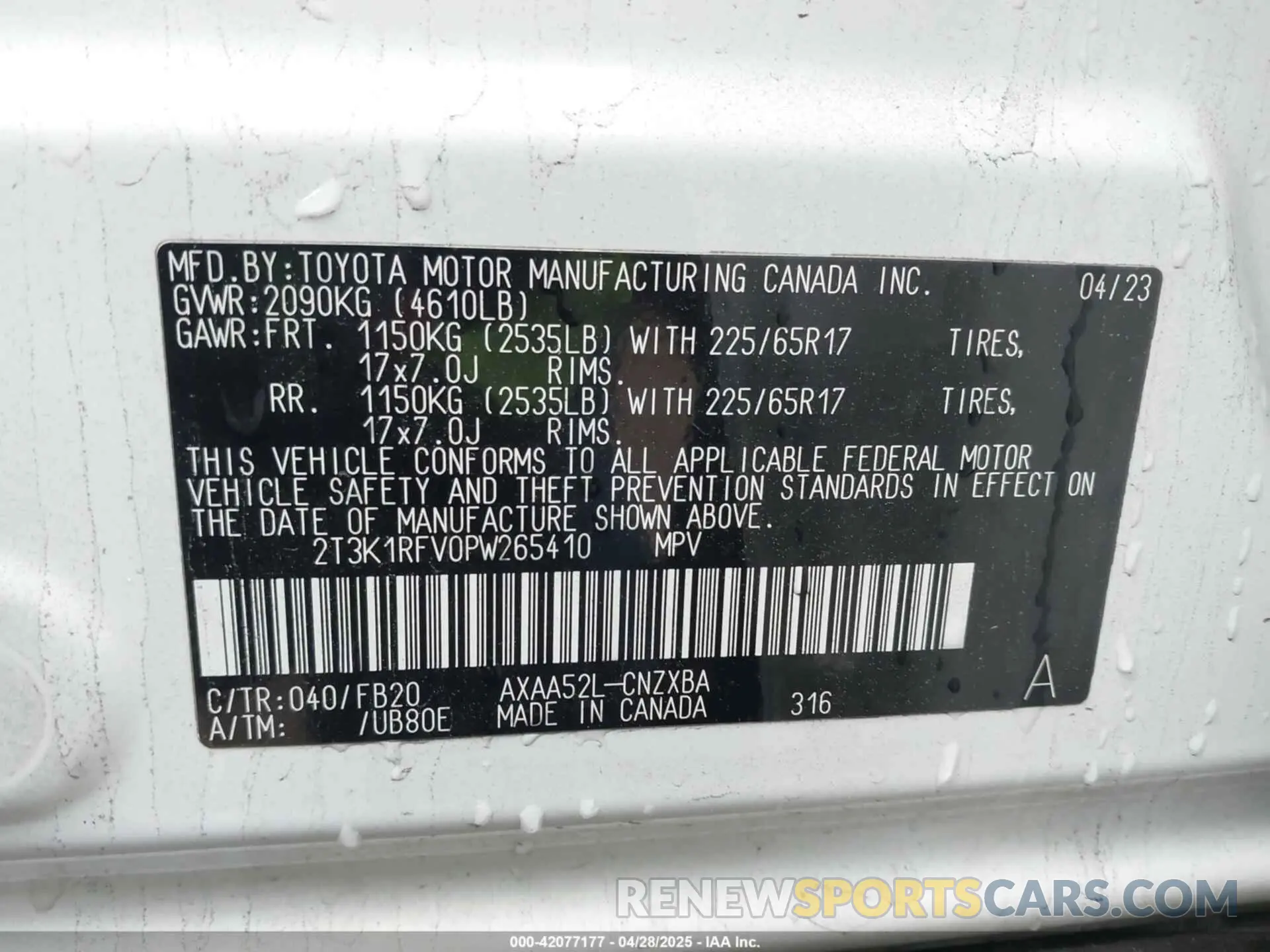 9 Photograph of a damaged car 2T3K1RFV0PW265410 TOYOTA RAV4 2023
