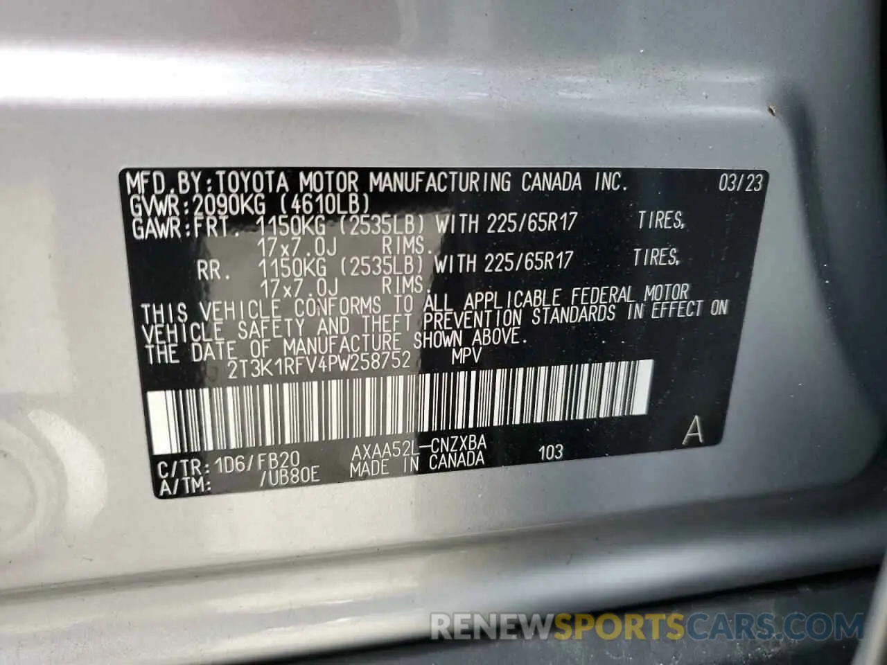 14 Photograph of a damaged car 2T3K1RFV4PW258752 TOYOTA RAV4 2023