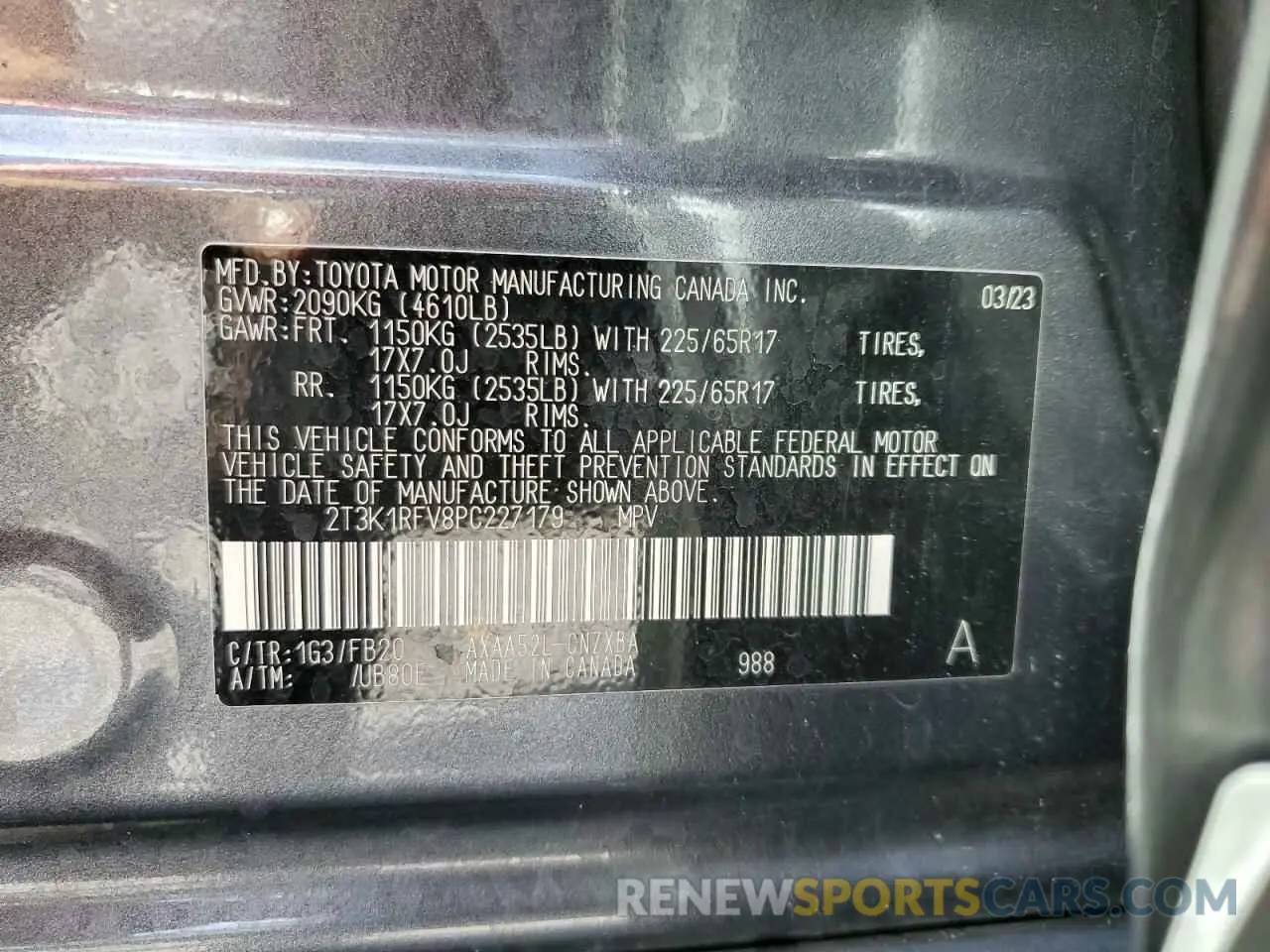 13 Photograph of a damaged car 2T3K1RFV8PC227179 TOYOTA RAV4 2023