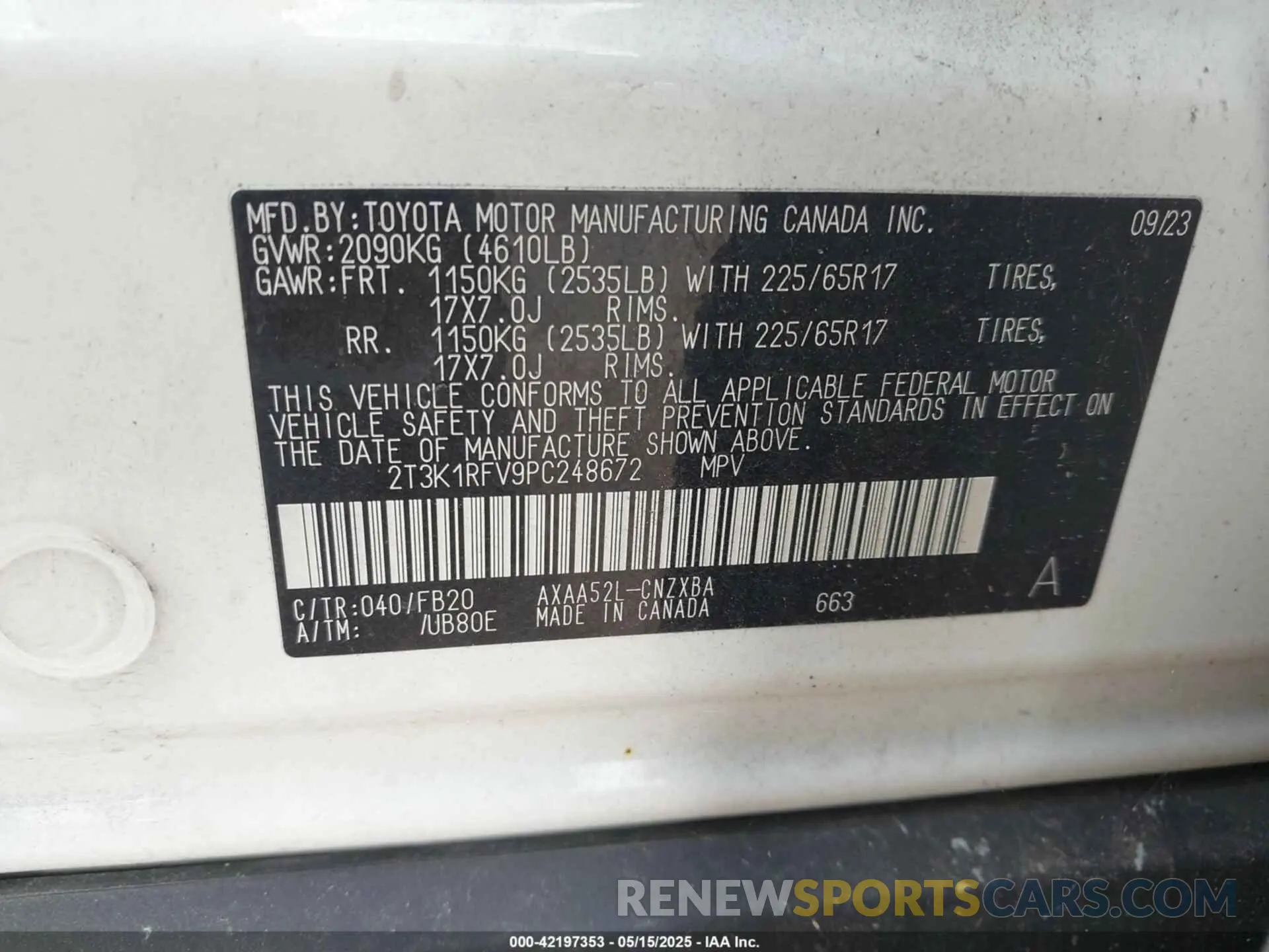 9 Photograph of a damaged car 2T3K1RFV9PC248672 TOYOTA RAV4 2023