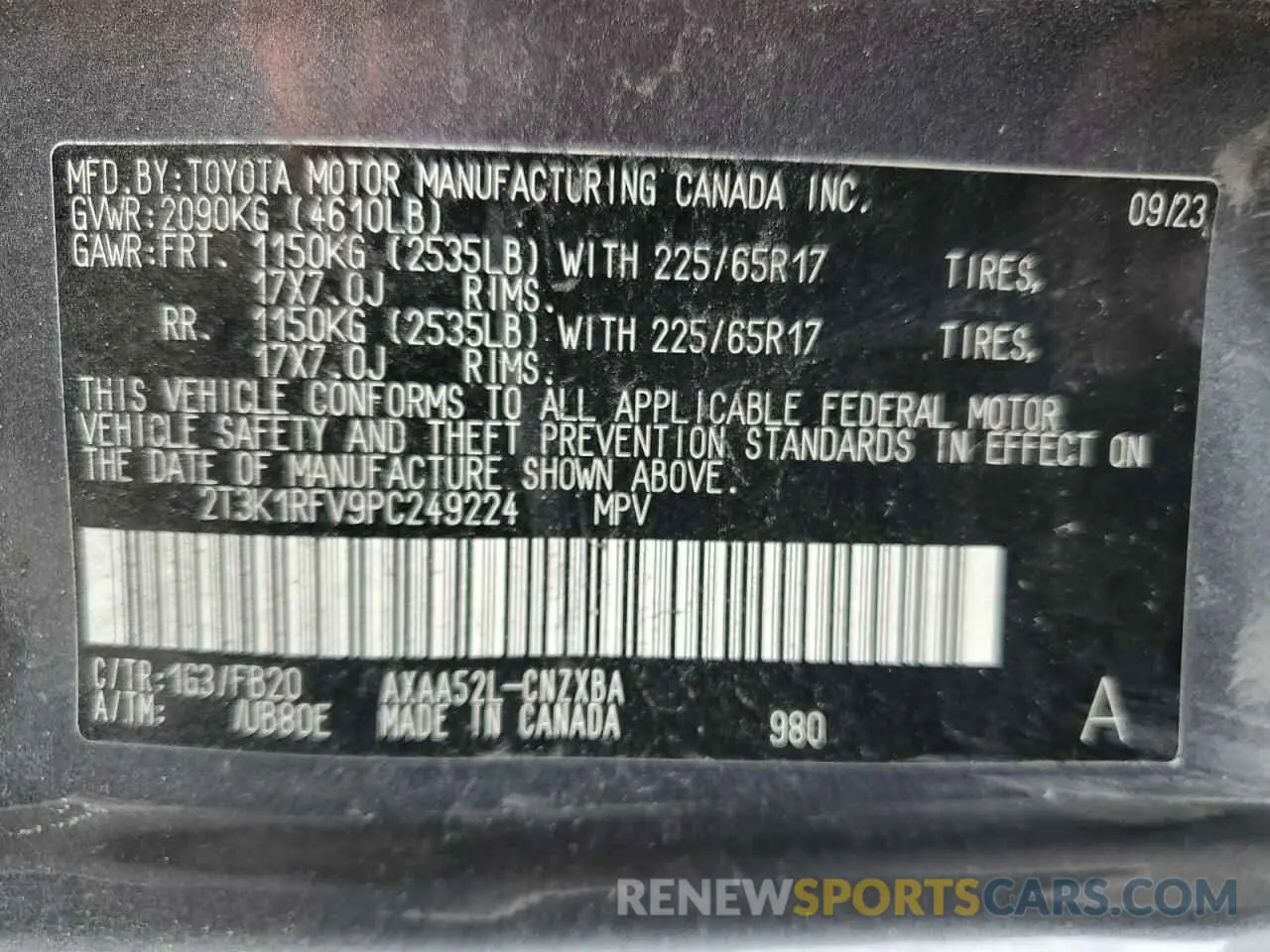 13 Photograph of a damaged car 2T3K1RFV9PC249224 TOYOTA RAV4 2023